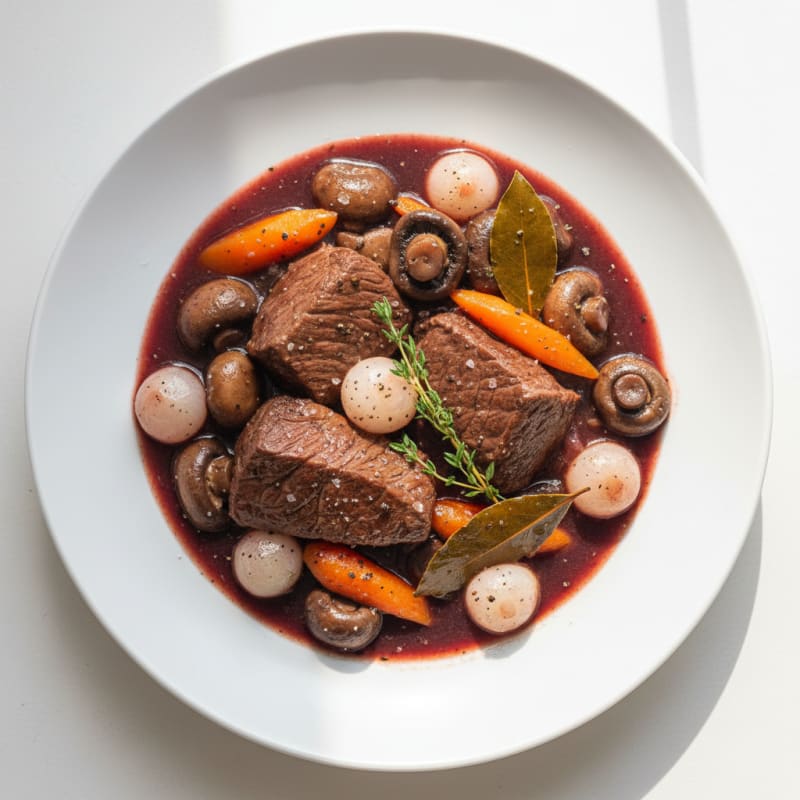 Classic Beef Bourguignon with Pearl Onions