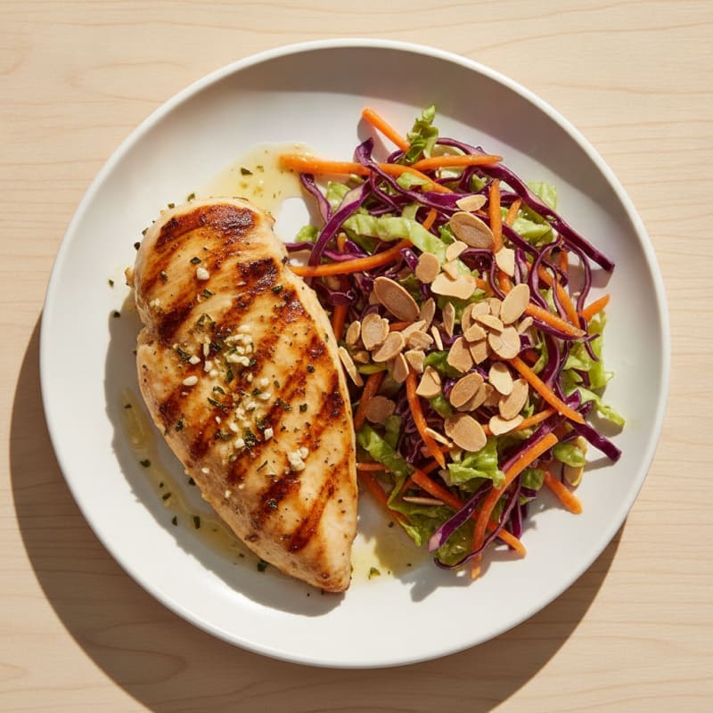 Grilled Chicken Breast with Crunchy Cabbage Slaw