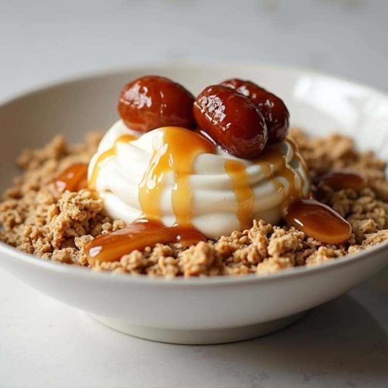 Lightened-Up Date and Oat Pudding with Maple Drizzle
