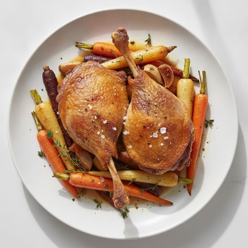 Crispy Duck Confit with Roasted Root Vegetables