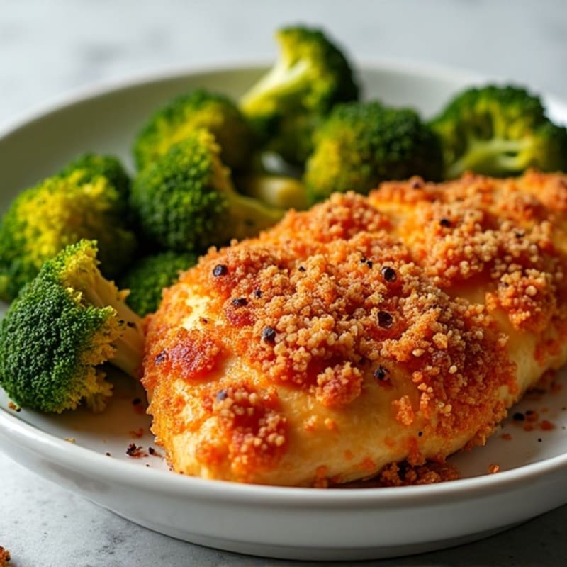 Crispy Baked Sweet and Spicy Chicken with Roasted Broccoli