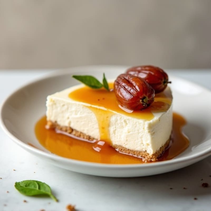 Protein-Packed Greek Yogurt Cheesecake with Date Caramel Drizzle