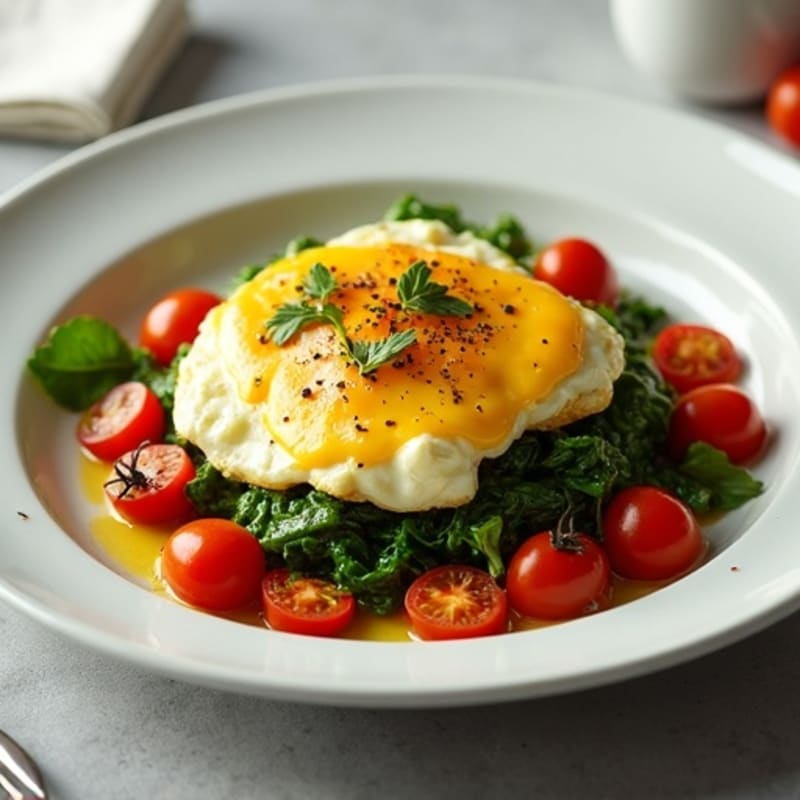 Egg White Vegetable Scramble with Fresh Spinach and Cherry Tomatoes