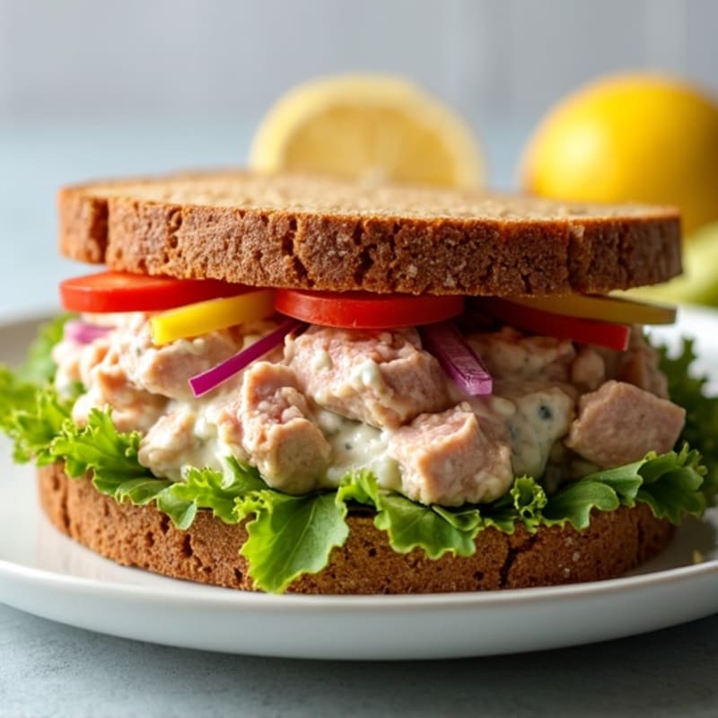 Fresh Tuna Salad Sandwich with Crisp Vegetables