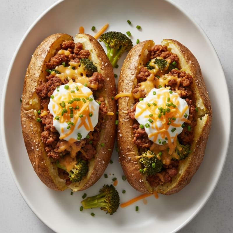 Hearty Loaded Baked Potatoes with Savory Toppings