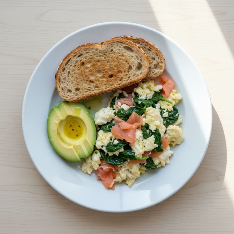 Scrambled Egg Whites with Smoked Salmon and Spinach