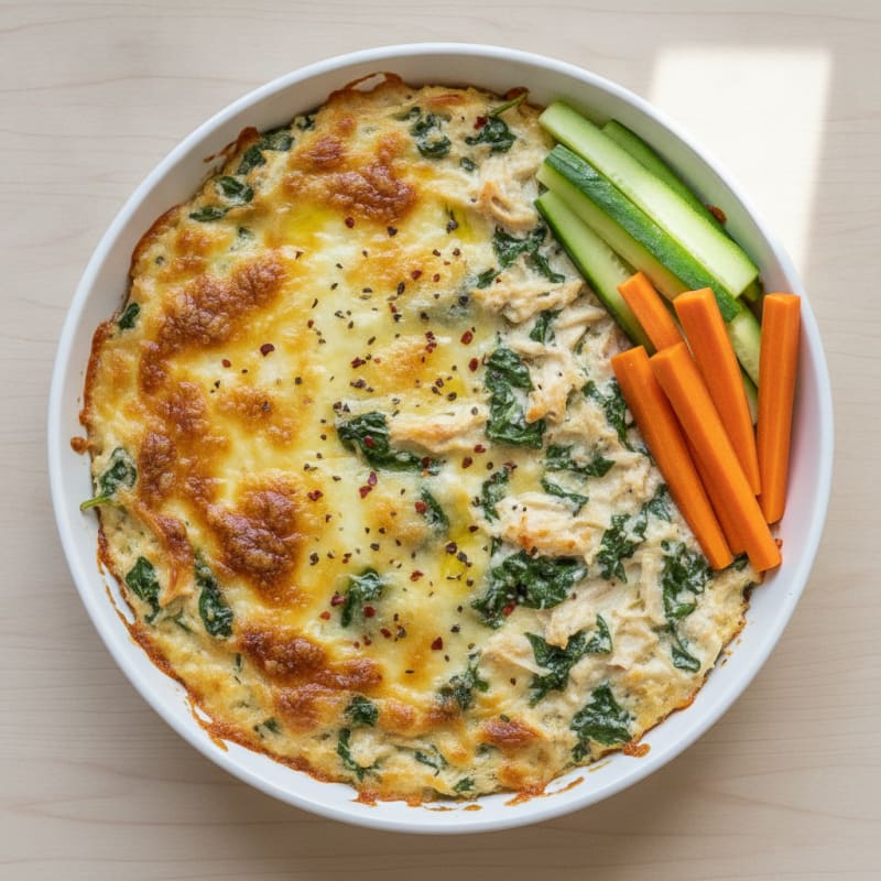 High-Protein Baked Spinach Artichoke Dip