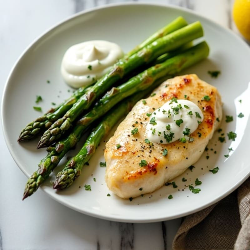 Creamy Lemon Herb Chicken with Roasted Asparagus