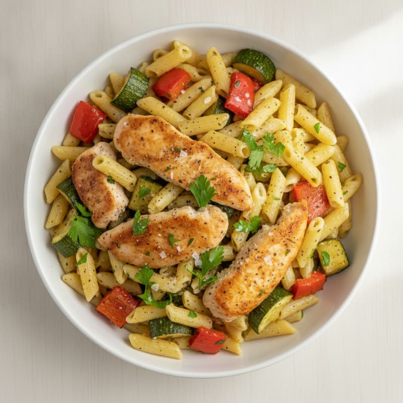 Garlic Herb Pasta with Roasted Vegetables