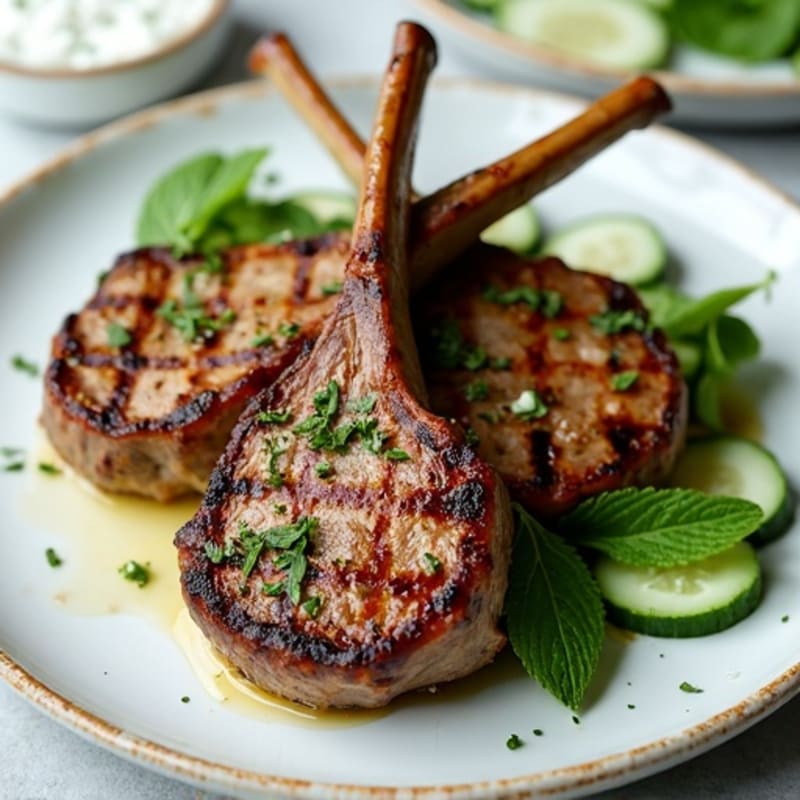 Grilled Herb Lamb Chops with Mint Yogurt Sauce
