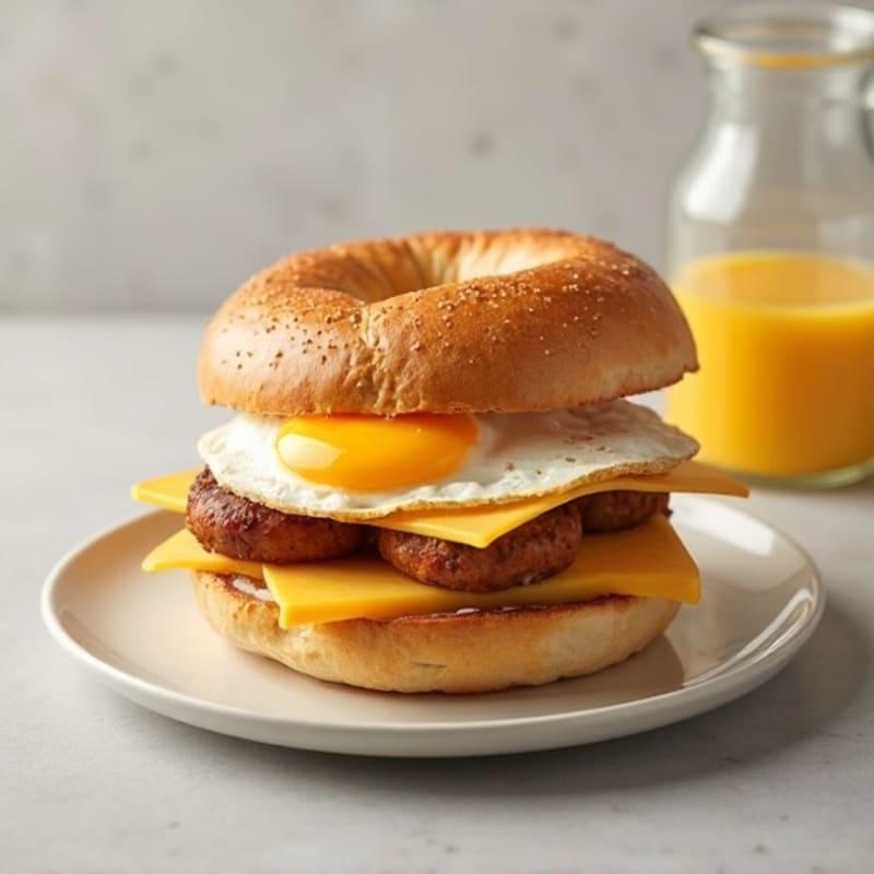 Egg and Cheese Bagel Sandwich with Chicken Sausage
