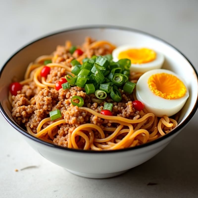 Spicy Ginger-Garlic Ground Pork Noodle Bowl