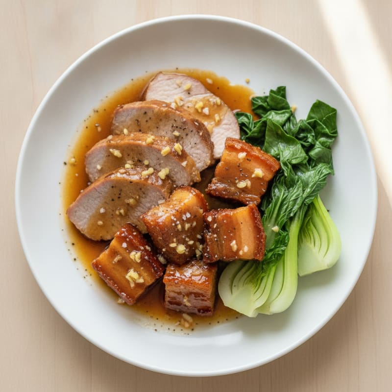 Braised Pork Belly and Tenderloin with Asian Glaze