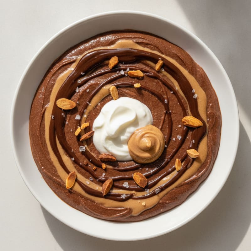 Silky Chocolate Protein Pudding with Almond Butter