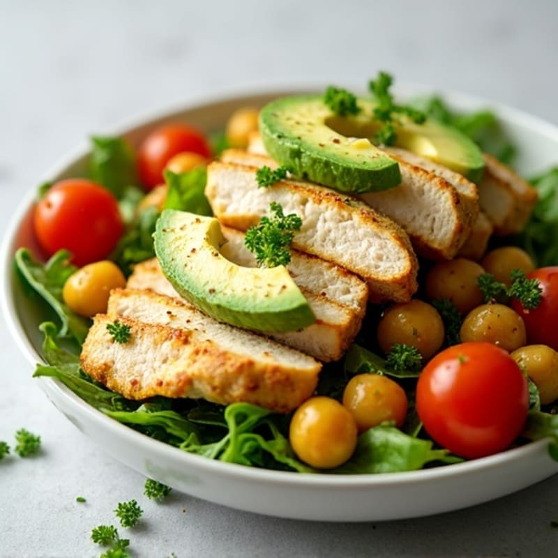 Crisp Avocado and Roasted Chickpea Salad with Lemon Herb Vinaigrette
