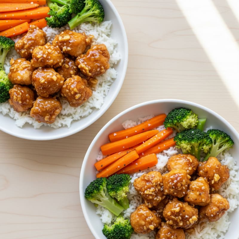 Crispy Honey-Garlic Chicken Bowls