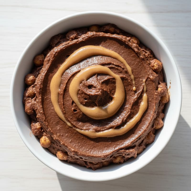 Chocolate Chickpea Protein Mousse with Almond Butter Swirl