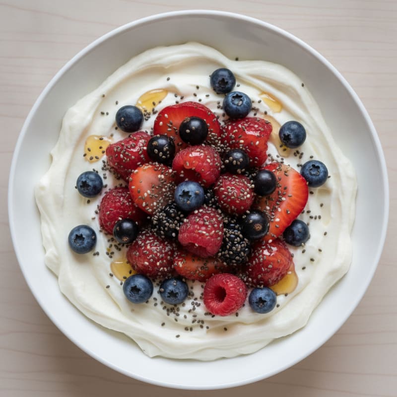 Silky Greek Yogurt Protein Pudding with Mixed Berries