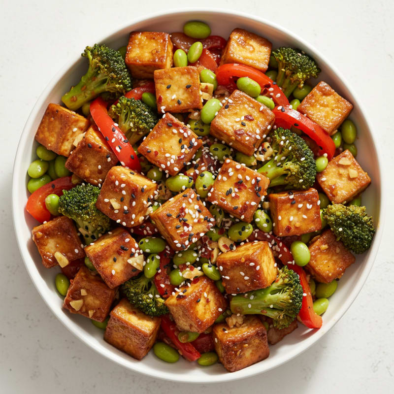 Sesame Tofu Stir-Fry with Mixed Vegetables
