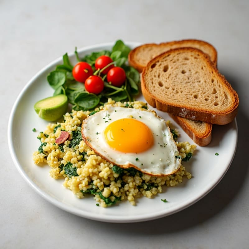 Egg White Scramble with Spinach and Turkey Bacon
