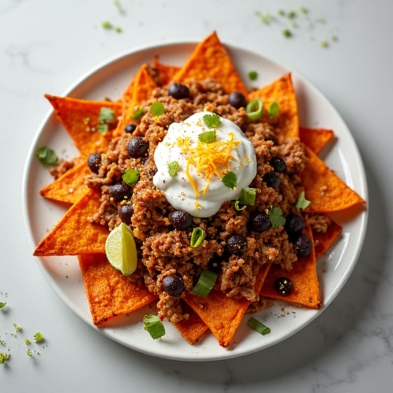 Lean Smoky Pulled Pork Crispy Sweet Potato Nachos