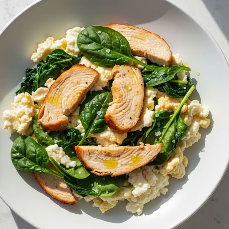 Egg White Scramble with Spinach and Turkey Breast