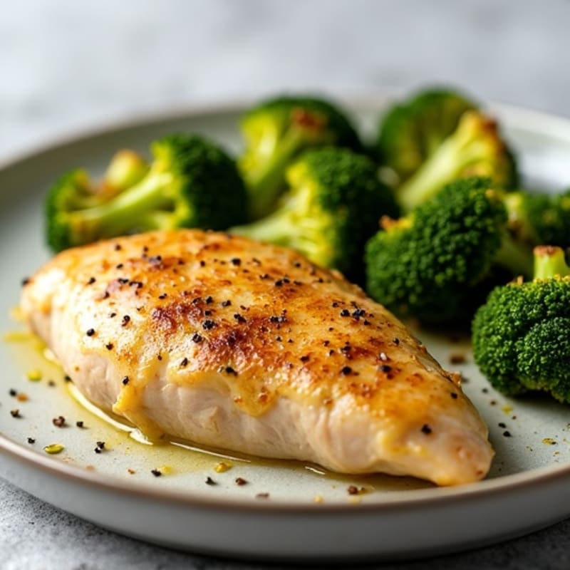 Lemon Garlic Roasted Chicken with Crispy Broccoli