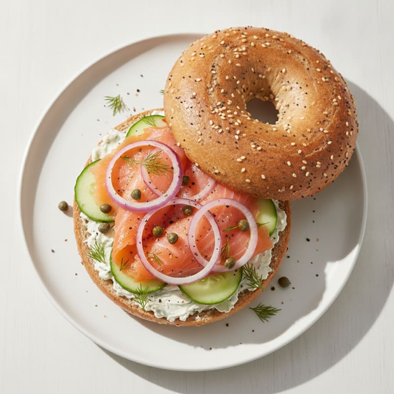 Smoked Salmon Everything Bagel with Cream Cheese