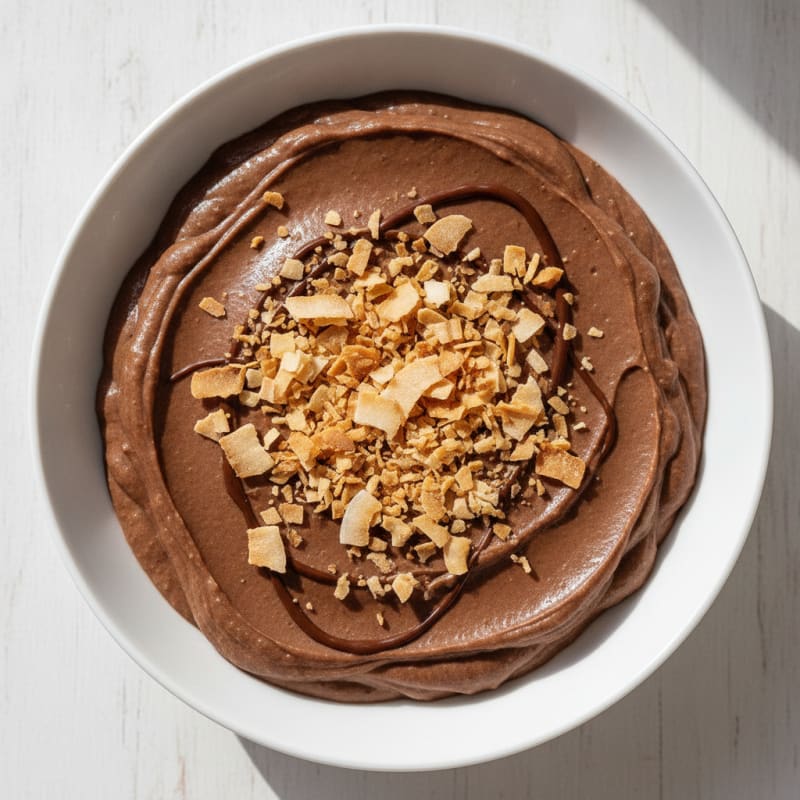 Silky Chocolate Protein Pudding with Toasted Coconut