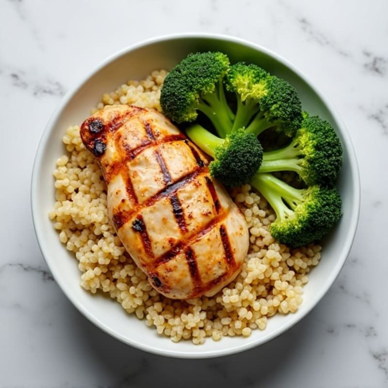 Grilled Chicken and Quinoa Bowl with Roasted Broccoli