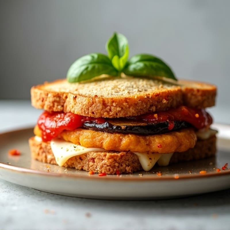 Crispy Baked Eggplant Parmesan Sandwich