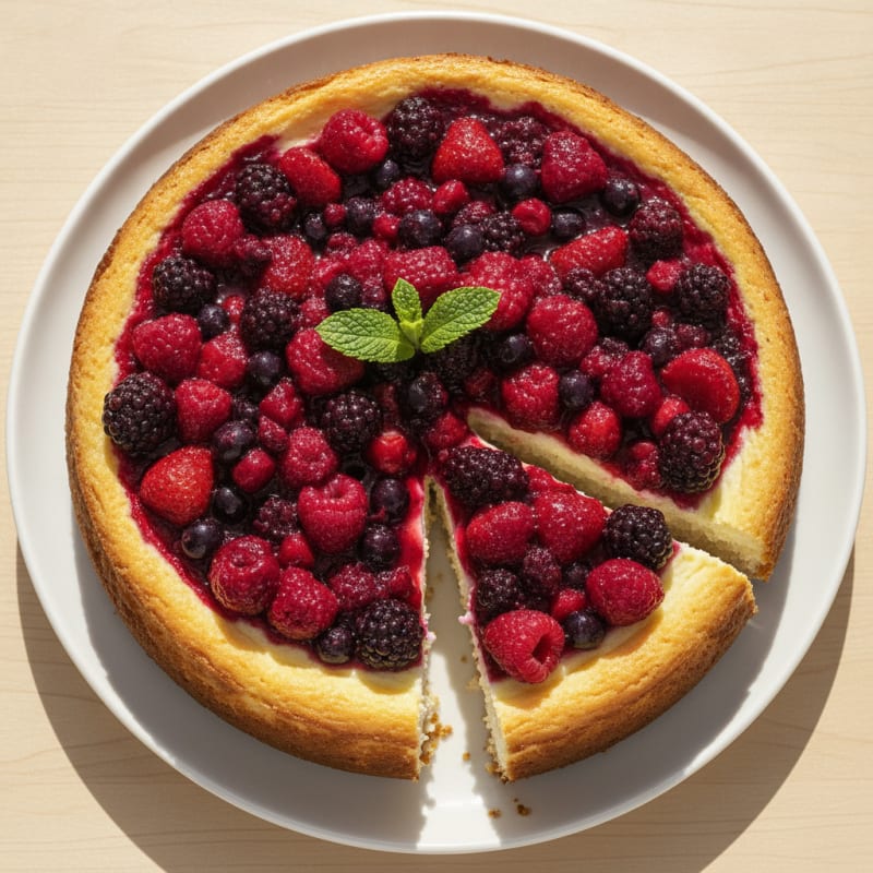 Greek Yogurt Protein Cheesecake with Mixed Berries