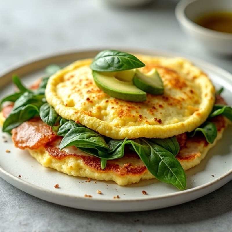 Egg White Omelette with Spinach and Turkey Breast