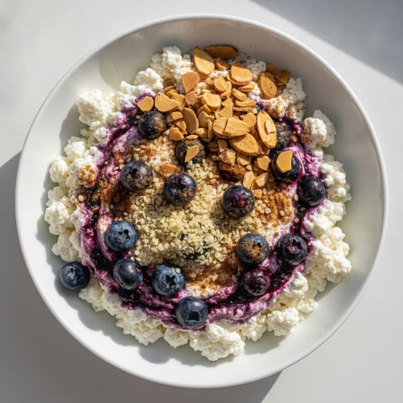 Cottage Cheese and Berry Protein Bowl with Almonds
