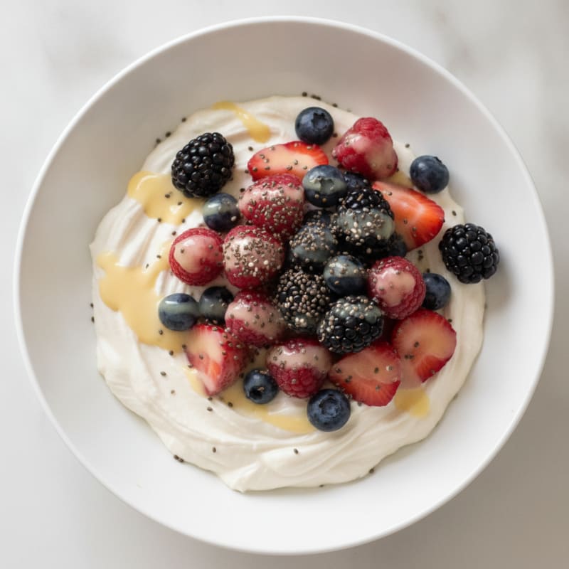 Silky Greek Yogurt Protein Pudding with Mixed Berries