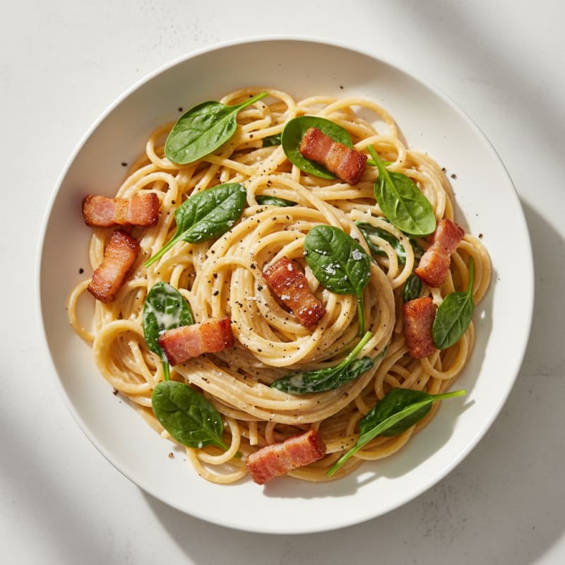 Creamy Carbonara with Crispy Pancetta