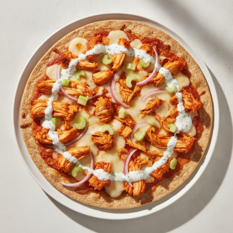 Buffalo Chicken Pizza with Ranch Drizzle