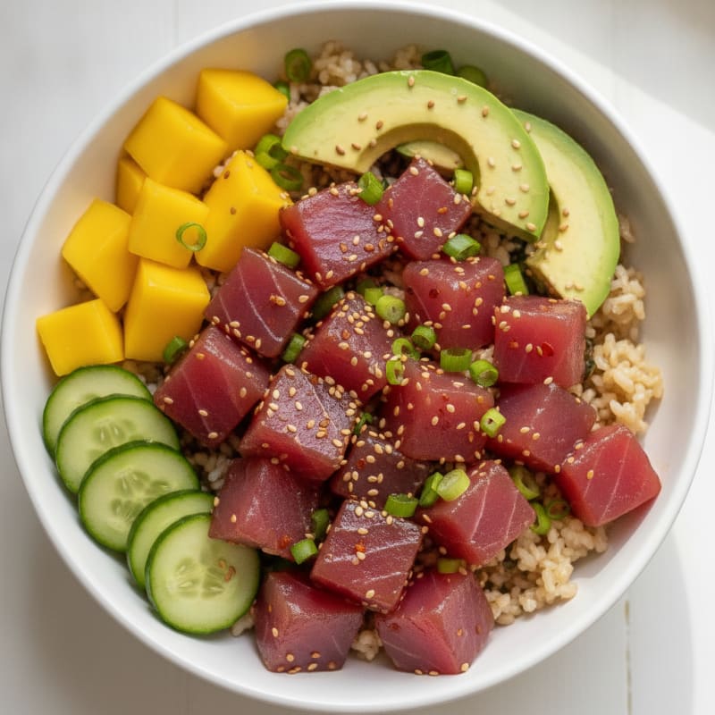 Ahi Tuna Poke Bowl with Tropical Fruit