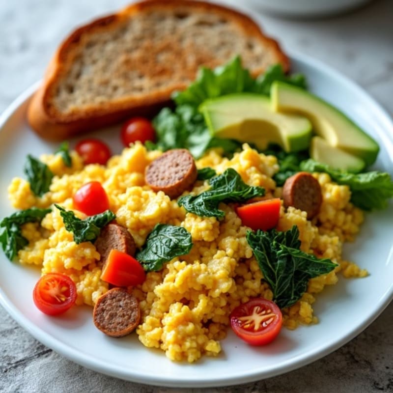 Egg White Scramble with Spinach and Turkey Sausage