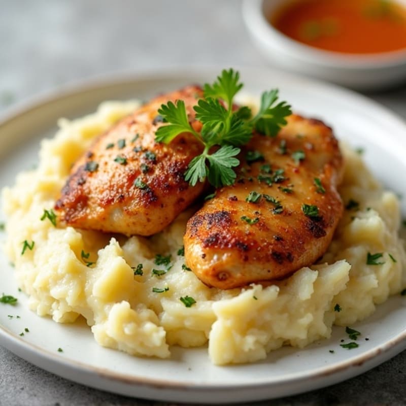 Herb-Baked Chicken Thighs with Garlic Mashed Potatoes