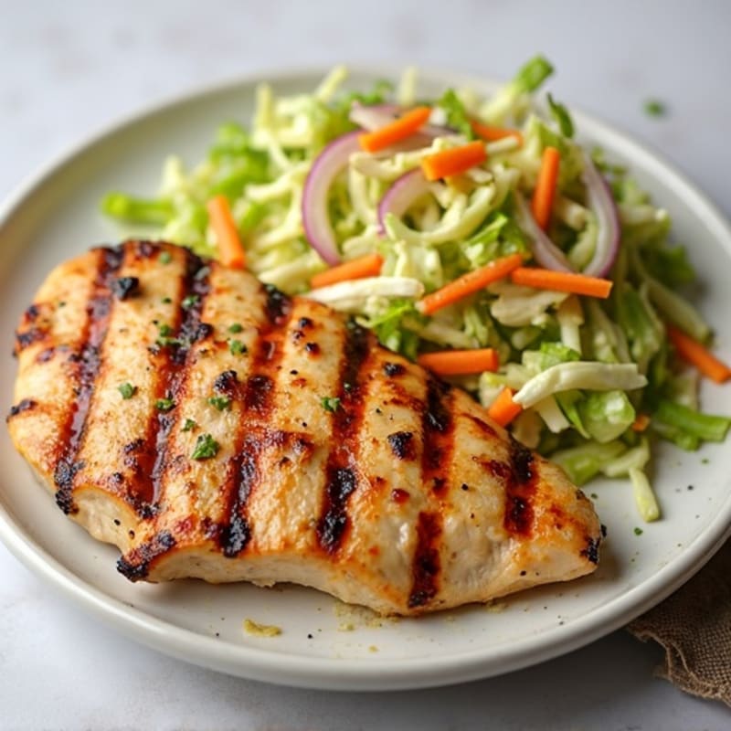 Grilled Chicken Breast with Crunchy Cabbage Slaw