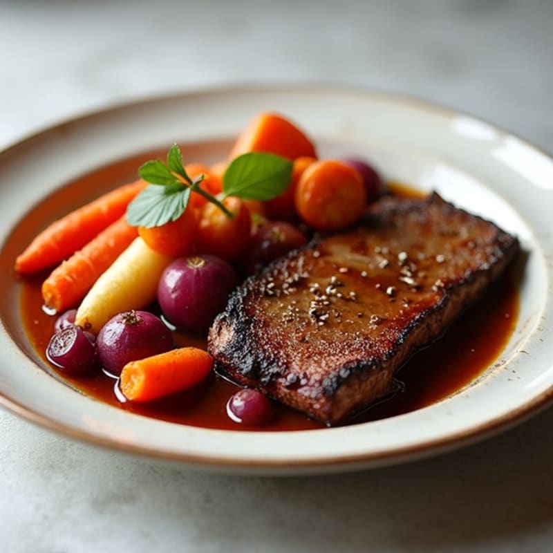 Slow-Cooked Smoky Brisket with Roasted Root Vegetables