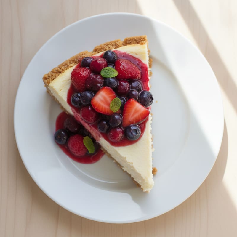 Greek Yogurt Protein Cheesecake with Mixed Berries