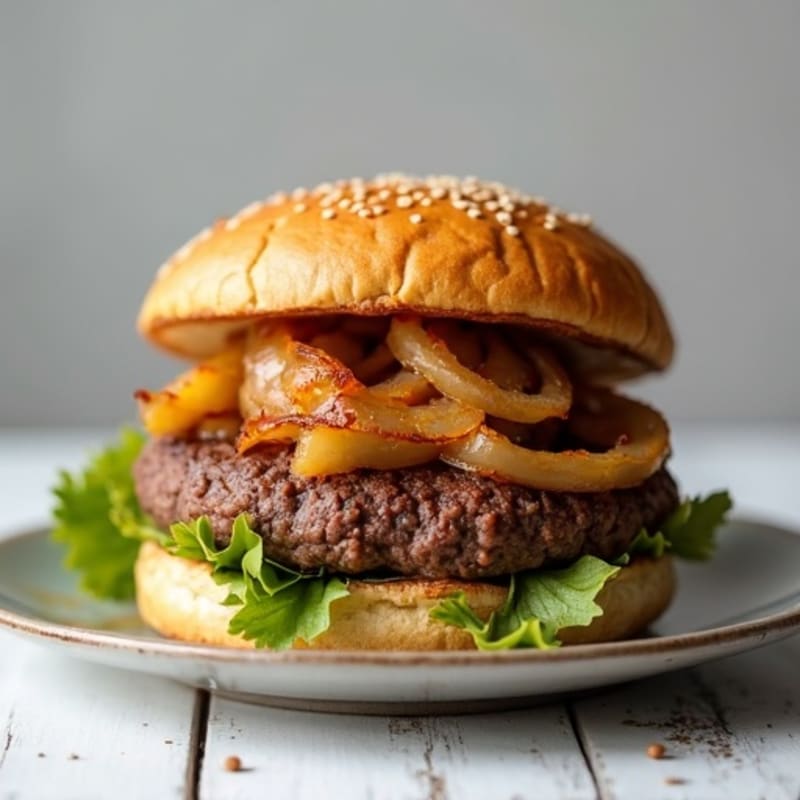 Lean Ground Beef Burger with Caramelized Onions