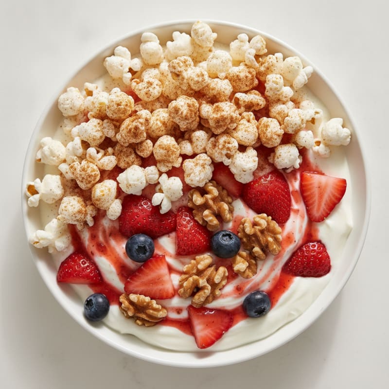 High-Protein Yogurt Parfait with Popcorn Crunch