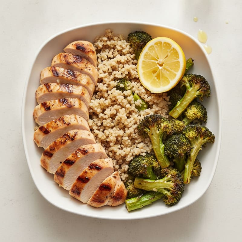 Grilled Chicken and Quinoa Power Bowl with Roasted Broccoli