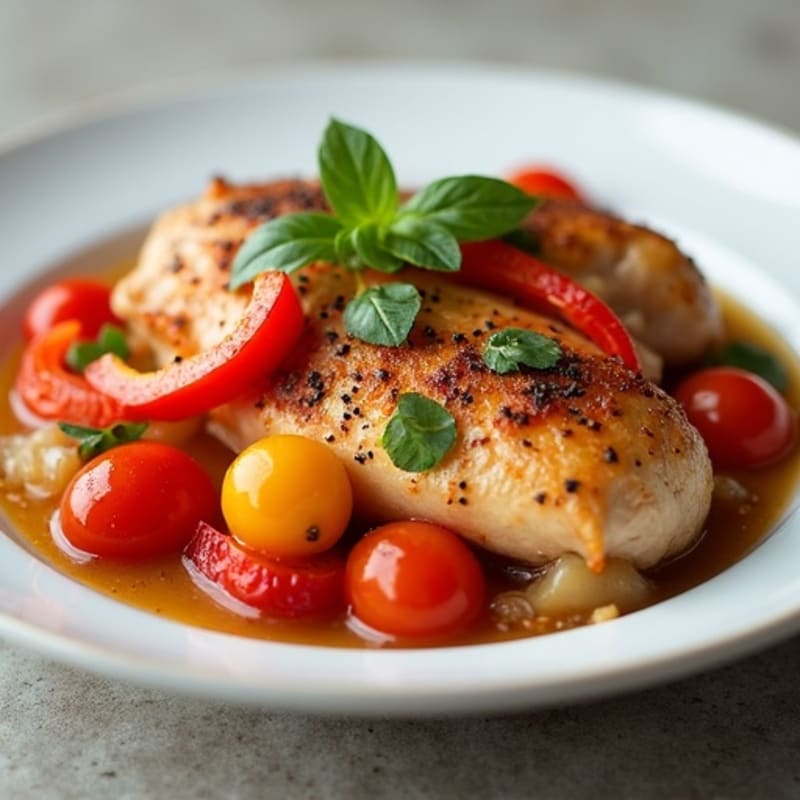 Braised Chicken with Bell Peppers and Tomatoes
