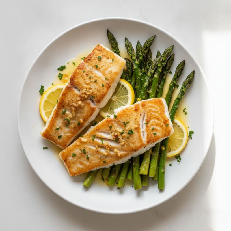 Pan-Seared Cod with Roasted Asparagus