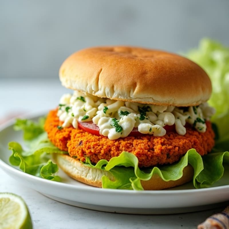 Lean Buffalo Chicken Burgers with Creamy Blue Cheese Slaw