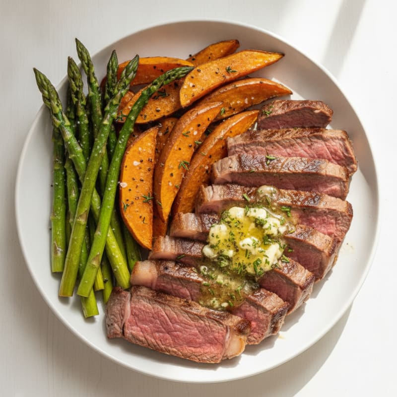 Pan-Seared Sirloin with Garlic Herb Butter